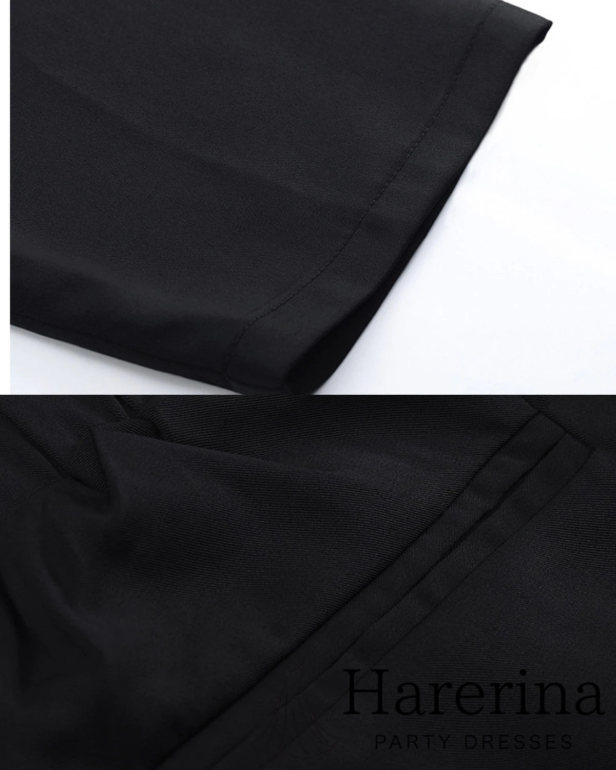 ブラックのパンツ裾と縫製ディテールがわかる画像
