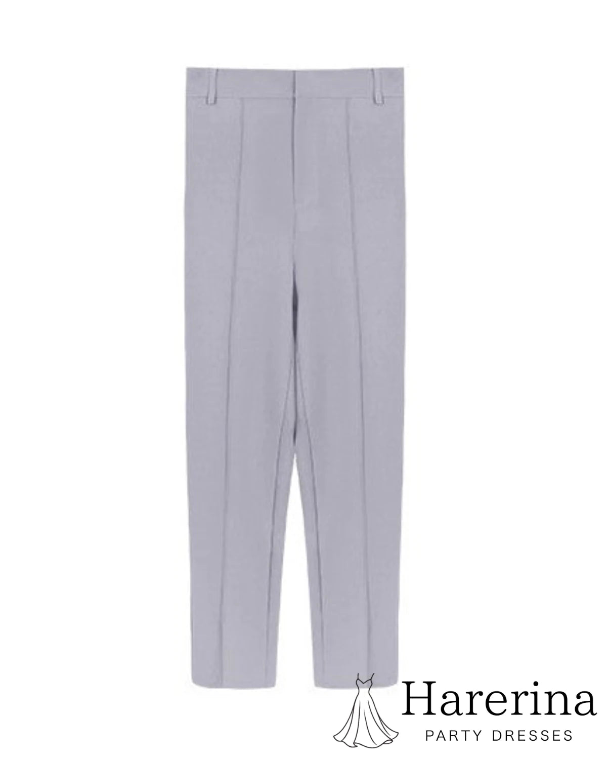 グレーのセットアップパンツの前面単品画像。すっきりとしたラインと軽やかな生地感が特徴のパンツスタイル。
